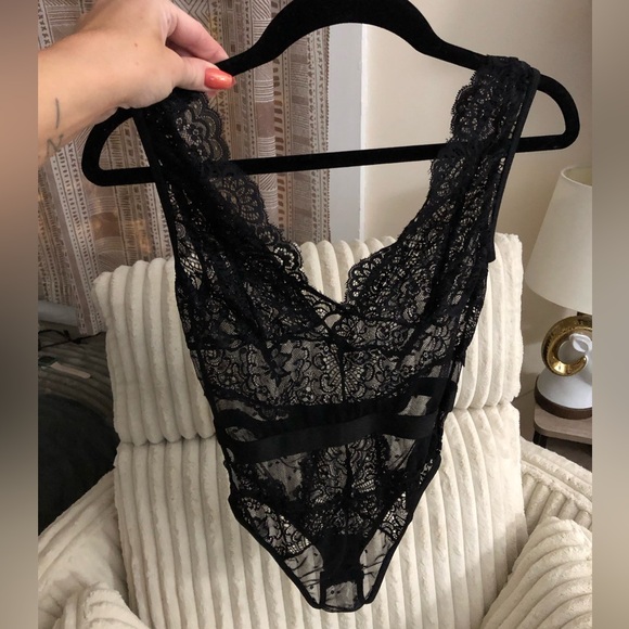 Sheer Black Thong Teddy Lingerie - Picture 4 of 11